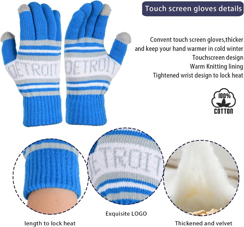 mtstaowe Vintage Classic Skull Cap Beanie Hat Cuffed Winter Hat Knit Comes with Warm Gloves Gifts for Men Women Fans - Image 3